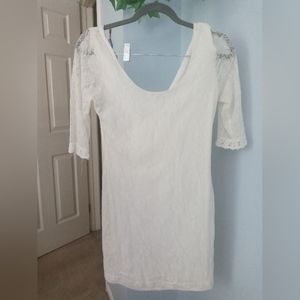Charlotte Russe dress or shirt white  lace over sewed in white dress shirt.